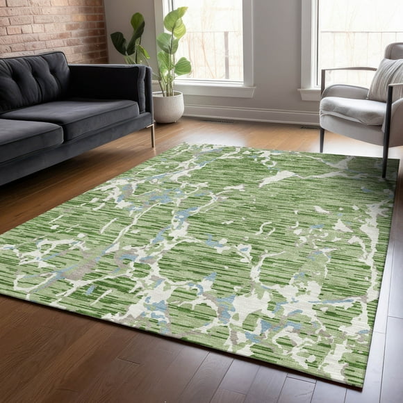 Addison Rugs Chantille Indoor/Outdoor Transitional Stripes Aloe Washable Rectangle Rug, 10' x 14'