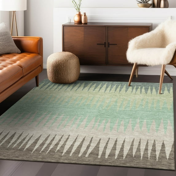 Addison Rugs Chantille Indoor/Outdoor Transitional Stripes Aloe Washable Rectangle Rug, 2'6" x 3'10"