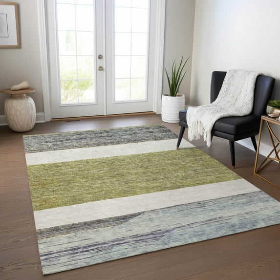 Addison Rugs Chantille Indoor/Outdoor Transitional Stripes Aloe Washable Rectangle Rug, 3' x 5'