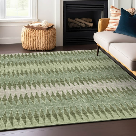 Addison Rugs Chantille Indoor/Outdoor Transitional Stripes Aloe Washable Rectangle Rug, 5' x 7'6"