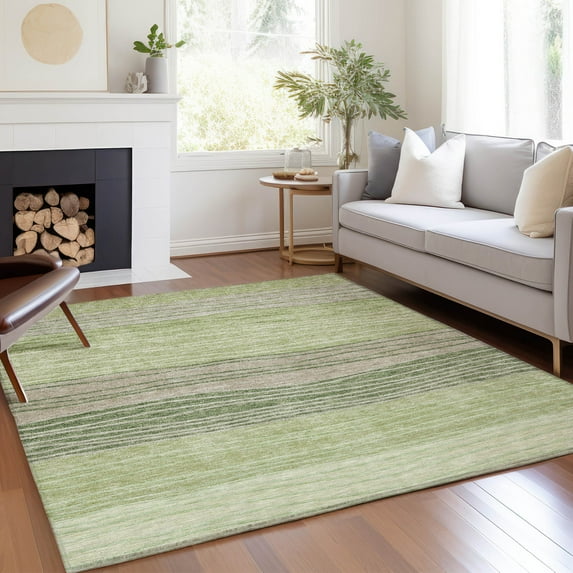 Addison Rugs Chantille Indoor/Outdoor Transitional Stripes Aloe Washable Rectangle Rug, 8' x 10'