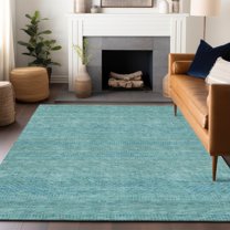 Addison Rugs Chantille Indoor/Outdoor Transitional Stripes Aqua Washable Rectangle Rug, 10' x 14'