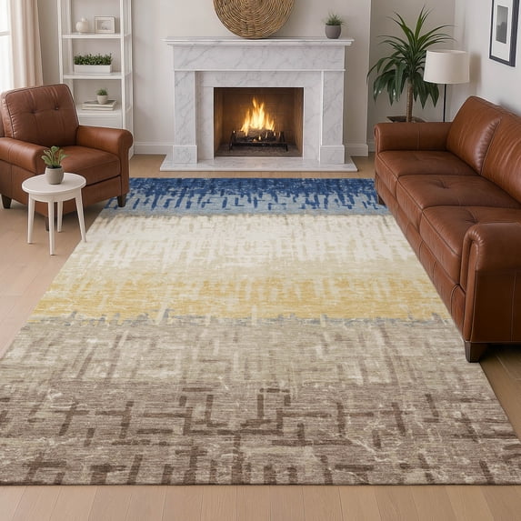 Addison Rugs Chantille Indoor/Outdoor Transitional Stripes Baltic Machine Washable Rectangle Rug, 10' x 14'