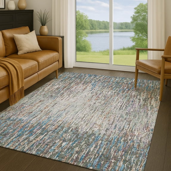 Addison Rugs Chantille Indoor/Outdoor Transitional Stripes Basil Machine Washable Rectangle Rug, 10' x 14'