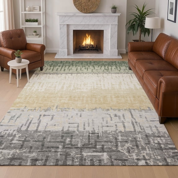 Addison Rugs Chantille Indoor/Outdoor Transitional Stripes Basil Machine Washable Rectangle Rug, 8' x 10'