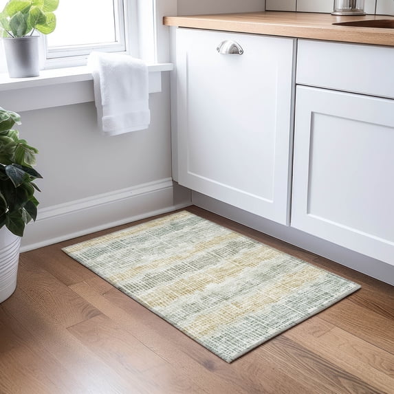 Addison Rugs Chantille Indoor/Outdoor Transitional Stripes Beige Washable Rectangle Rug, 1'8" x 2'6"