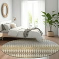 thumbnail image 1 of Addison Rugs Chantille Indoor/Outdoor Transitional Stripes Beige Washable Round Rug, 8' x 8', 1 of 6