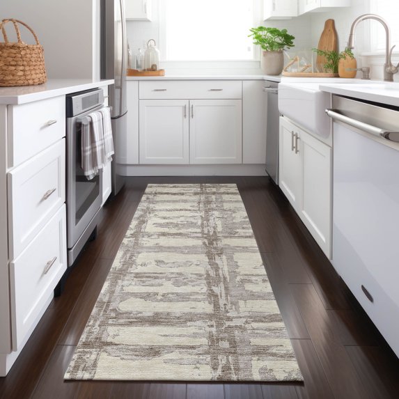 Addison Rugs Chantille Indoor/Outdoor Transitional Stripes Beige Washable Runner Rug, 2'3" x 7'6"