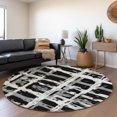 thumbnail image 1 of Addison Rugs Chantille Indoor/Outdoor Transitional Stripes Black Washable Round Rug, 8' x 8', 1 of 6