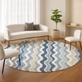 thumbnail image 1 of Addison Rugs Chantille Indoor/Outdoor Transitional Stripes Blue Machine Washable Round Rug, 8' x 8', 1 of 8