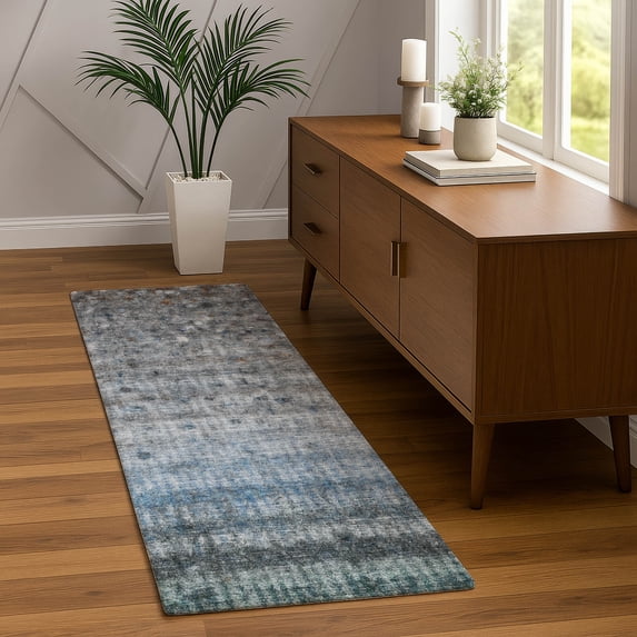 Addison Rugs Chantille Indoor/Outdoor Transitional Stripes Blue Machine Washable Runner Rug, 2'3" x 7'6"