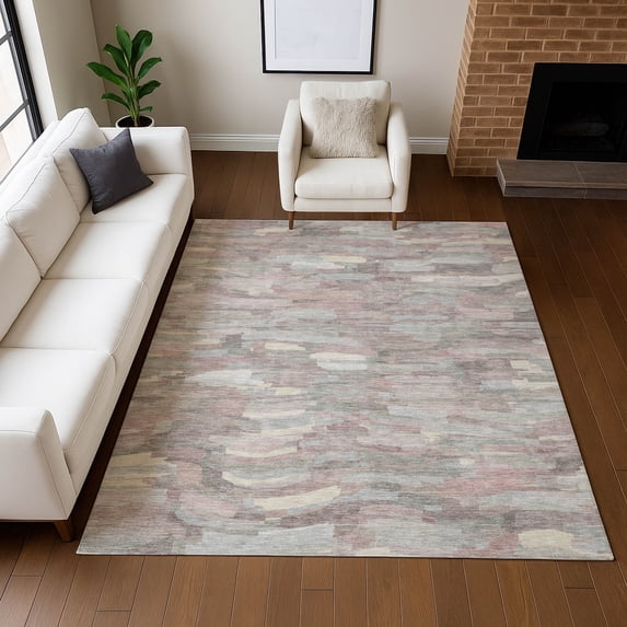 Addison Rugs Chantille Indoor/Outdoor Transitional Stripes Blush Machine Washable Rectangle Rug, 10' x 14'