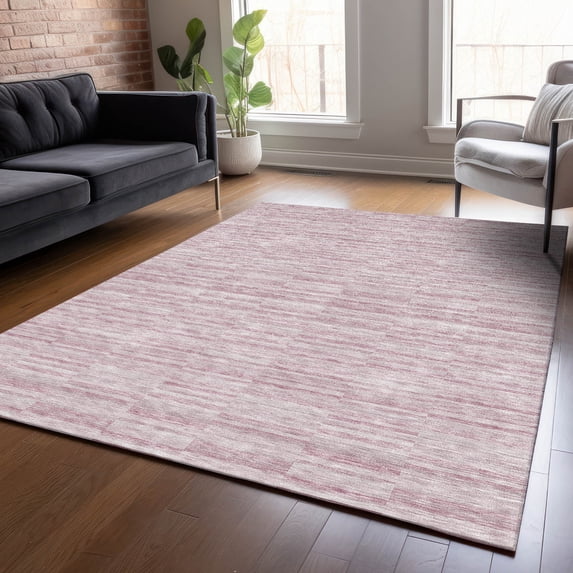 Addison Rugs Chantille Indoor/Outdoor Transitional Stripes Blush Washable Rectangle Rug, 3' x 5'