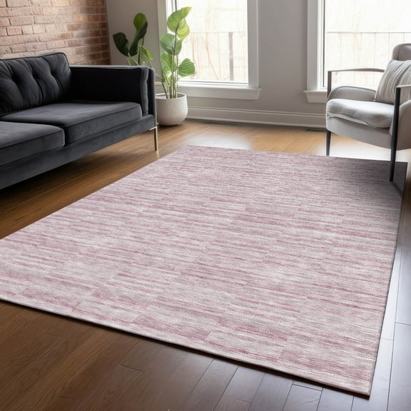 Addison Rugs Chantille Indoor/Outdoor Transitional Stripes Blush Washable Rectangle Rug, 5' x 7'6"