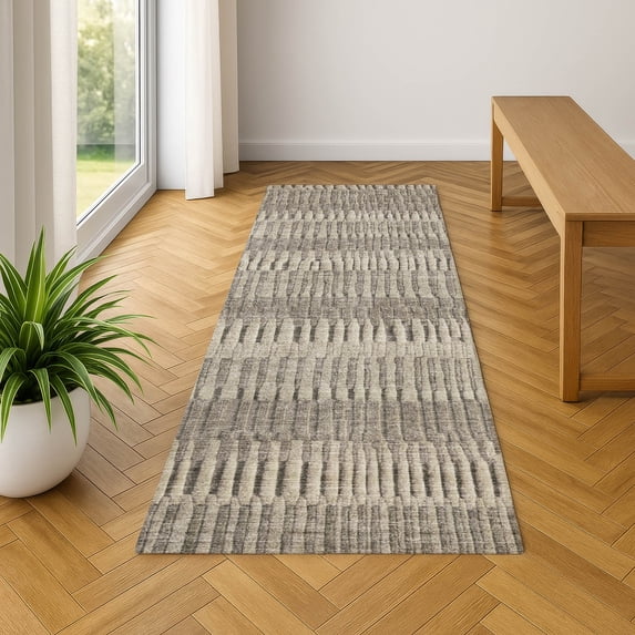 Addison Rugs Chantille Indoor/Outdoor Transitional Stripes Brown Machine Washable Runner Rug, 2'3" x 7'6"