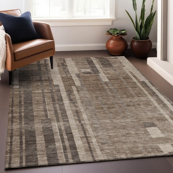 Addison Rugs Chantille Indoor/Outdoor Transitional Stripes Brown Washable Rectangle Rug, 2'6" x 3'10"