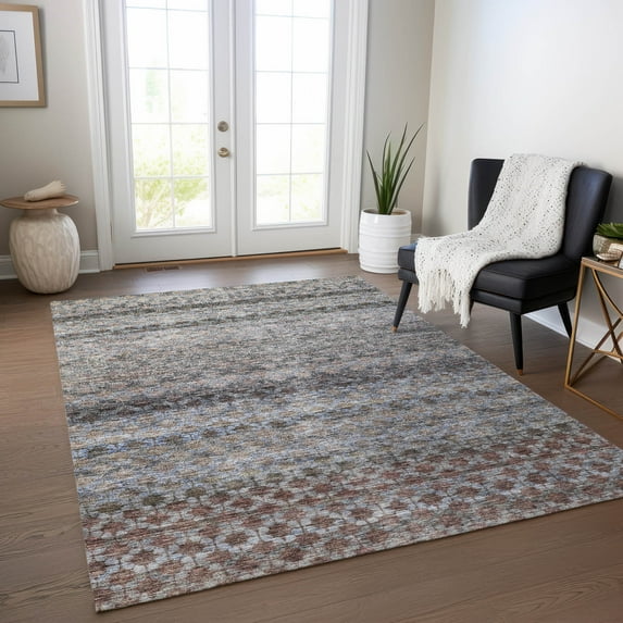 Addison Rugs Chantille Indoor/Outdoor Transitional Stripes Brown Washable Rectangle Rug, 2'6" x 3'10"