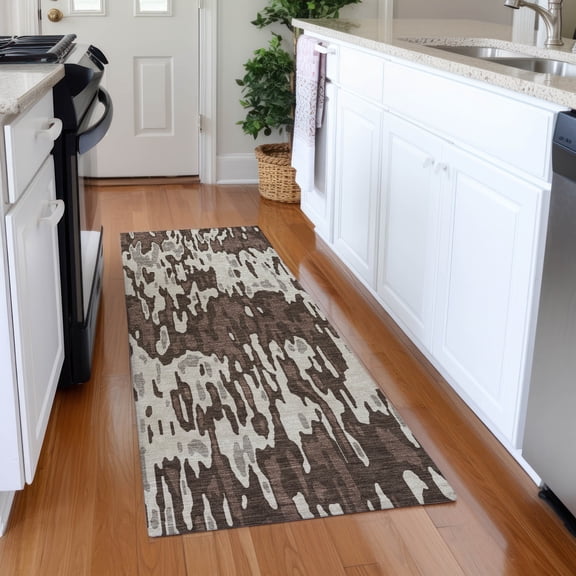 Addison Rugs Chantille Indoor/Outdoor Transitional Stripes Brown Washable Runner Rug, 2'3" x 7'6"