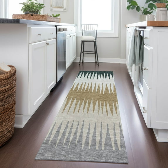 Addison Rugs Chantille Indoor/Outdoor Transitional Stripes Charcoal Washable Runner Rug, 2'3" x 7'6"
