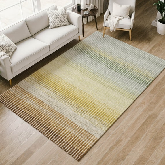 Addison Rugs Chantille Indoor/Outdoor Transitional Stripes Copper Machine Washable Rectangle Rug, 5' x 7'6"
