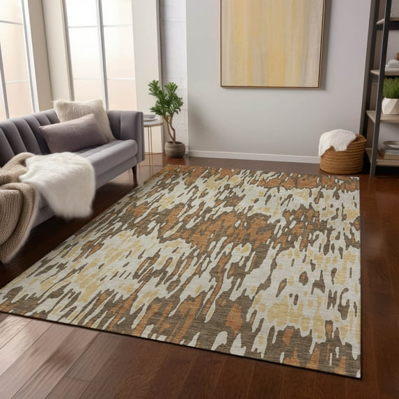 Addison Rugs Chantille Indoor/Outdoor Transitional Stripes Copper Washable Rectangle Rug, 5' x 7'6"