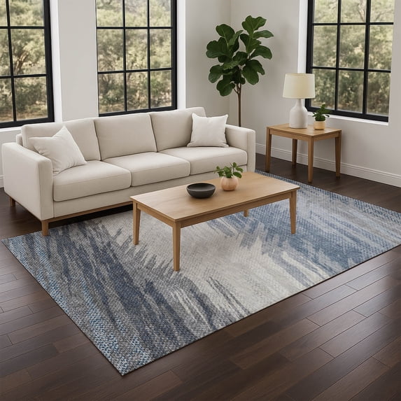 Addison Rugs Chantille Indoor/Outdoor Transitional Stripes Denim Machine Washable Rectangle Rug, 3' x 5'