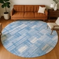 thumbnail image 1 of Addison Rugs Chantille Indoor/Outdoor Transitional Stripes Denim Machine Washable Round Rug, 8' x 8', 1 of 8