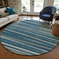 thumbnail image 1 of Addison Rugs Chantille Indoor/Outdoor Transitional Stripes Denim Washable Round Rug, 8' x 8', 1 of 6
