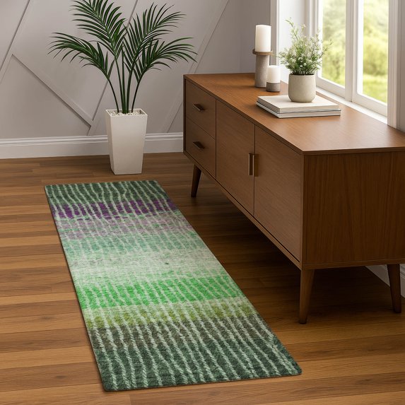 Addison Rugs Chantille Indoor/Outdoor Transitional Stripes Fern Machine Washable Runner Rug, 2'3" x 7'6"