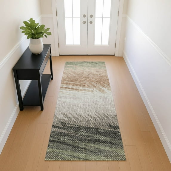 Addison Rugs Chantille Indoor/Outdoor Transitional Stripes Fern Machine Washable Runner Rug, 2'3" x 7'6"