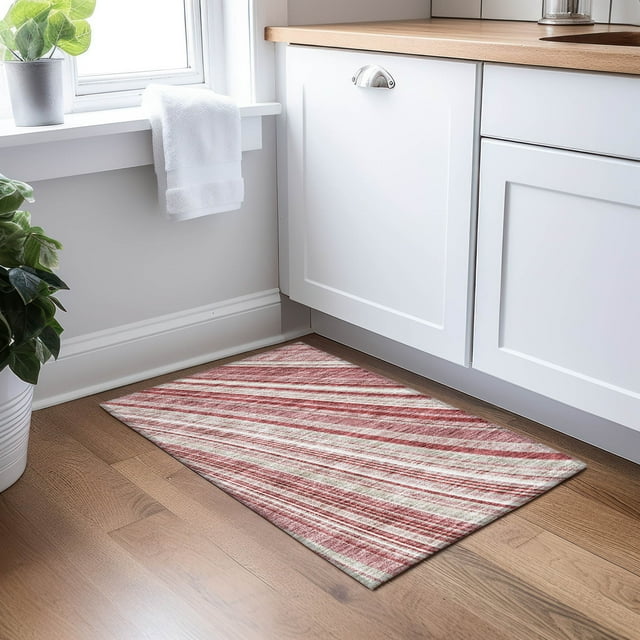 Addison Rugs Chantille Indoor/Outdoor Transitional Stripes Garnet Washable Rectangle Rug, 1'8" x 2'6"