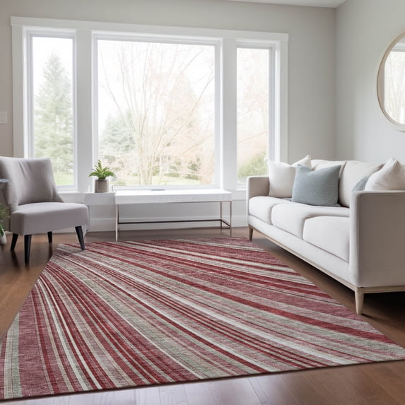 Addison Rugs Chantille Indoor/Outdoor Transitional Stripes Garnet Washable Rectangle Rug, 10' x 14'