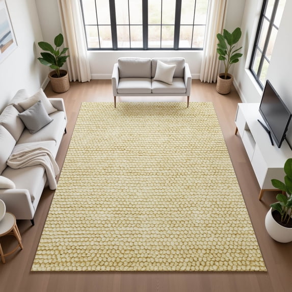 Addison Rugs Chantille Indoor/Outdoor Transitional Stripes Gold Machine Washable Rectangle Rug, 10' x 14'