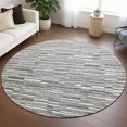 thumbnail image 1 of Addison Rugs Chantille Indoor/Outdoor Transitional Stripes Graphite Machine Washable Round Rug, 8' x 8', 1 of 8