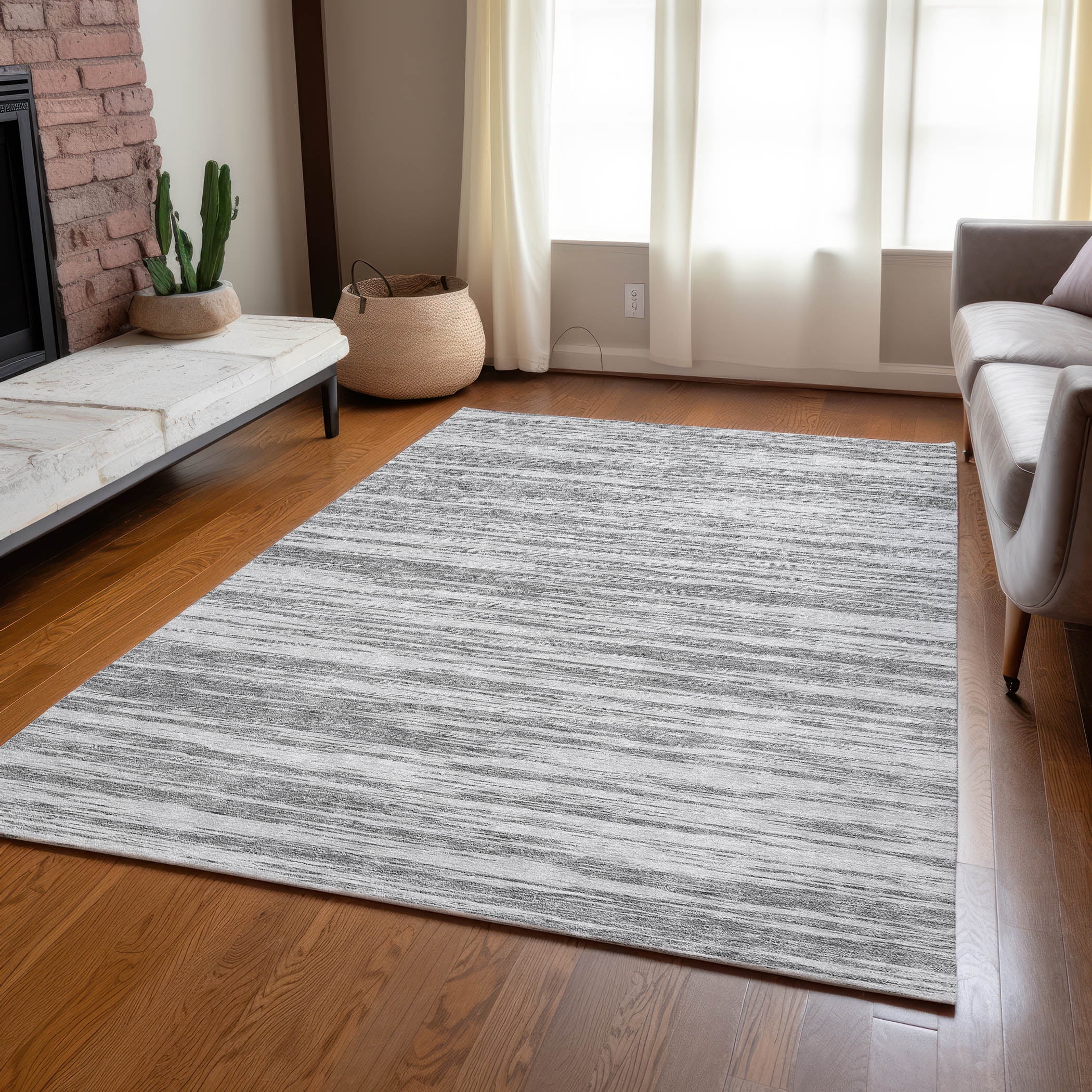 Addison Rugs Chantille Indoor/Outdoor Transitional Stripes Gray ...