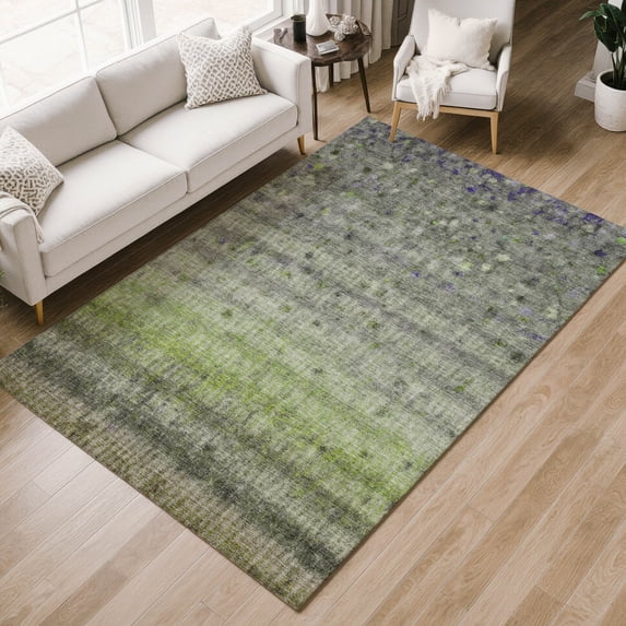 Addison Rugs Chantille Indoor/Outdoor Transitional Stripes Green Machine Washable Rectangle Rug, 3' x 5'
