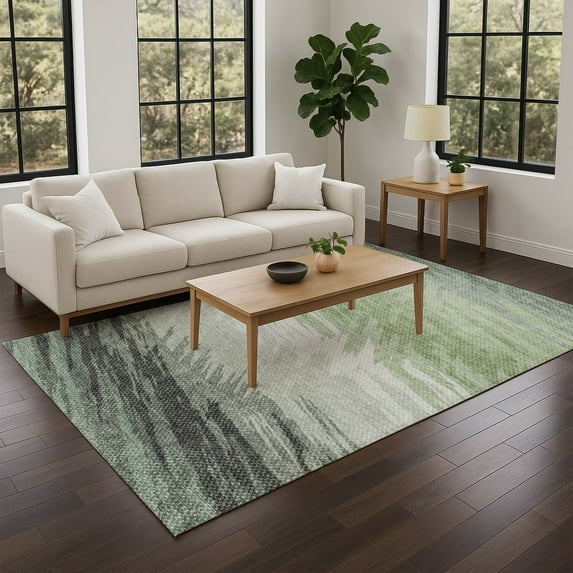 Addison Rugs Chantille Indoor/Outdoor Transitional Stripes Green Machine Washable Rectangle Rug, 5' x 7'6"