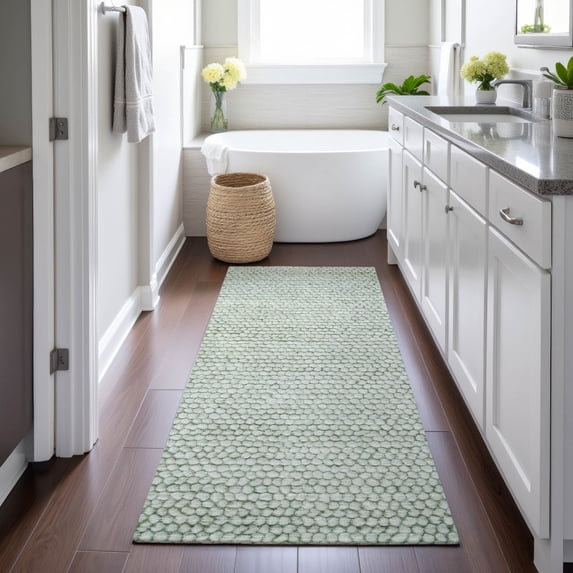 Addison Rugs Chantille Indoor/Outdoor Transitional Stripes Green Machine Washable Runner Rug, 2'3" x 7'6"