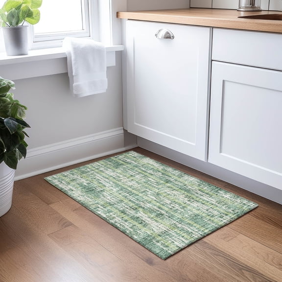 Addison Rugs Chantille Indoor/Outdoor Transitional Stripes Green Washable Rectangle Rug, 1'8" x 2'6"