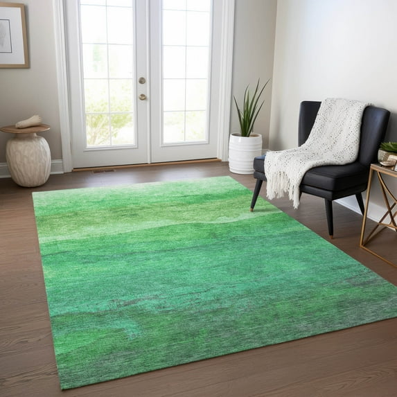 Addison Rugs Chantille Indoor/Outdoor Transitional Stripes Green Washable Rectangle Rug, 3' x 5'