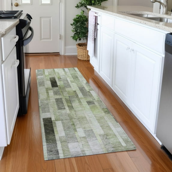 Addison Rugs Chantille Indoor/Outdoor Transitional Stripes Green Washable Runner Rug, 2'3" x 7'6"