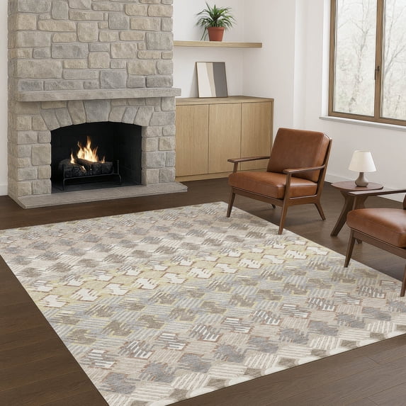 Addison Rugs Chantille Indoor/Outdoor Transitional Stripes Ivory Machine Washable Rectangle Rug, 3' x 5'