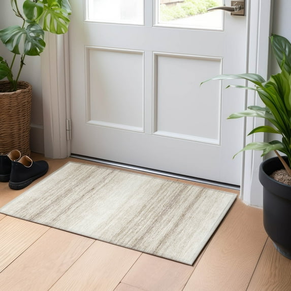 Addison Rugs Chantille Indoor/Outdoor Transitional Stripes Ivory Washable Rectangle Rug, 1'8" x 2'6"