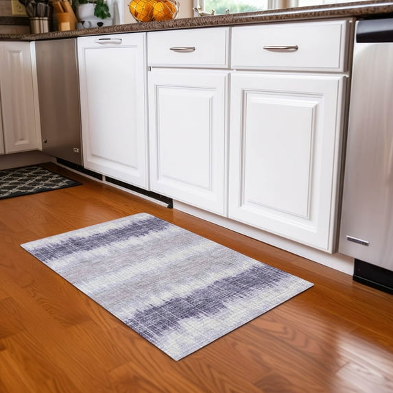 Addison Rugs Chantille Indoor/Outdoor Transitional Stripes Lavender Washable Rectangle Rug, 1'8" x 2'6"