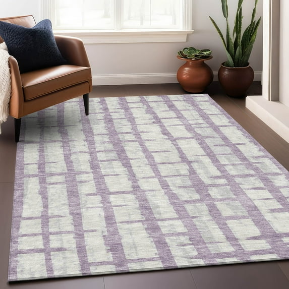 Addison Rugs Chantille Indoor/Outdoor Transitional Stripes Lavender Washable Rectangle Rug, 8' x 10'
