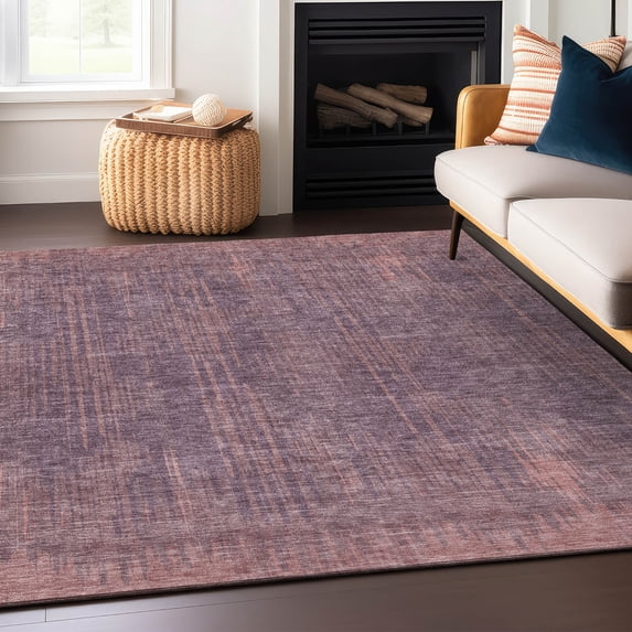 Addison Rugs Chantille Indoor/Outdoor Transitional Stripes Mauve Washable Rectangle Rug, 8' x 10'