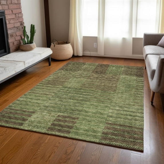 Addison Rugs Chantille Indoor/Outdoor Transitional Stripes Mocha Washable Rectangle Rug, 2'6" x 3'10"