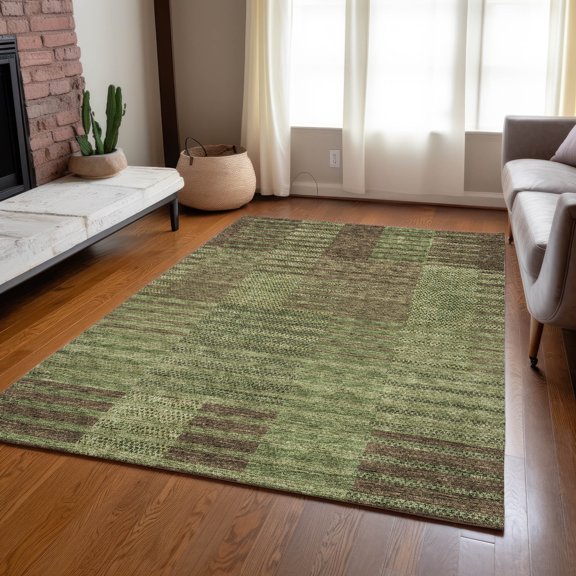 Addison Rugs Chantille Indoor/Outdoor Transitional Stripes Mocha Washable Rectangle Rug, 5' x 7'6"