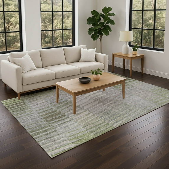 Addison Rugs Chantille Indoor/Outdoor Transitional Stripes Olive Machine Washable Rectangle Rug, 10' x 14'
