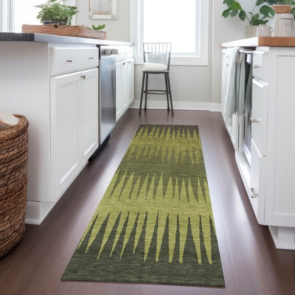 Addison Rugs Chantille Indoor/Outdoor Transitional Stripes Olive Washable Runner Rug, 2'3" x 7'6"